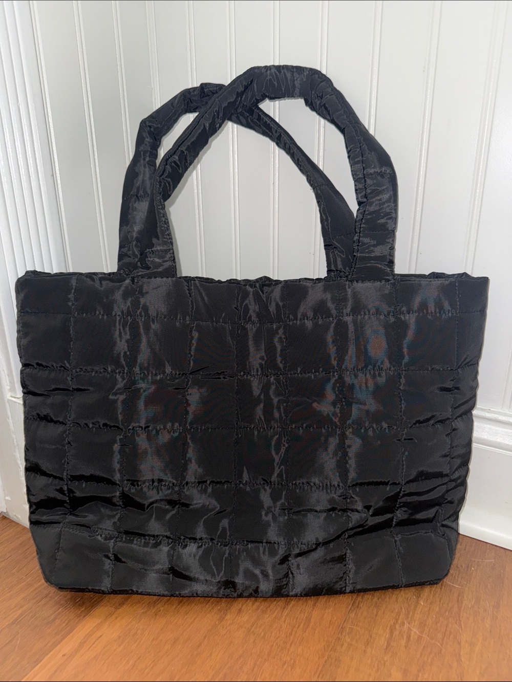 Black Quilted Tote Bag - Women's Shoulder Handbag